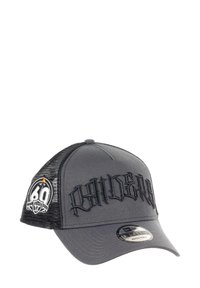 Gray cap with embroidered black lettering, mesh back, and a circular patch featuring the number "60." Adjustable size with a rounded visor.