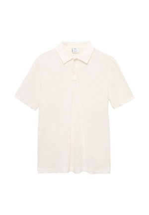 Polo shirt blanc à manches courtes en tissu léger, doté d'un col classique, de trois boutons et d'un design simple et épuré.