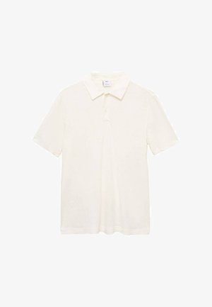 Biele polokošele s krátkym rukávom vyrobené z ľahkého materiálu, s klasickým golierom, tromi gombíkmi a jednoduchým, čistým dizajnom.