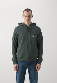 Armani Exchange Majica s kapuljačom i patentnim zatvaračem - urban chic/granite