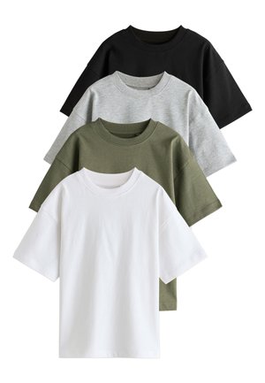 Next 4 PACK STANDARD - T-shirt basic - black white grey khaki