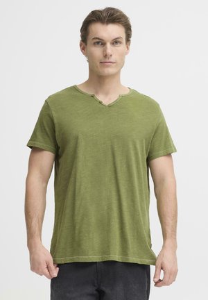 HASHTON SPLIT NECK TEE - T-Shirt basic - oil green
