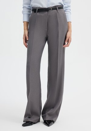 Terranova, PANTALONI MAXI WIDE LEG A TINTA UNITA - Pantaloni - grigio medio melange