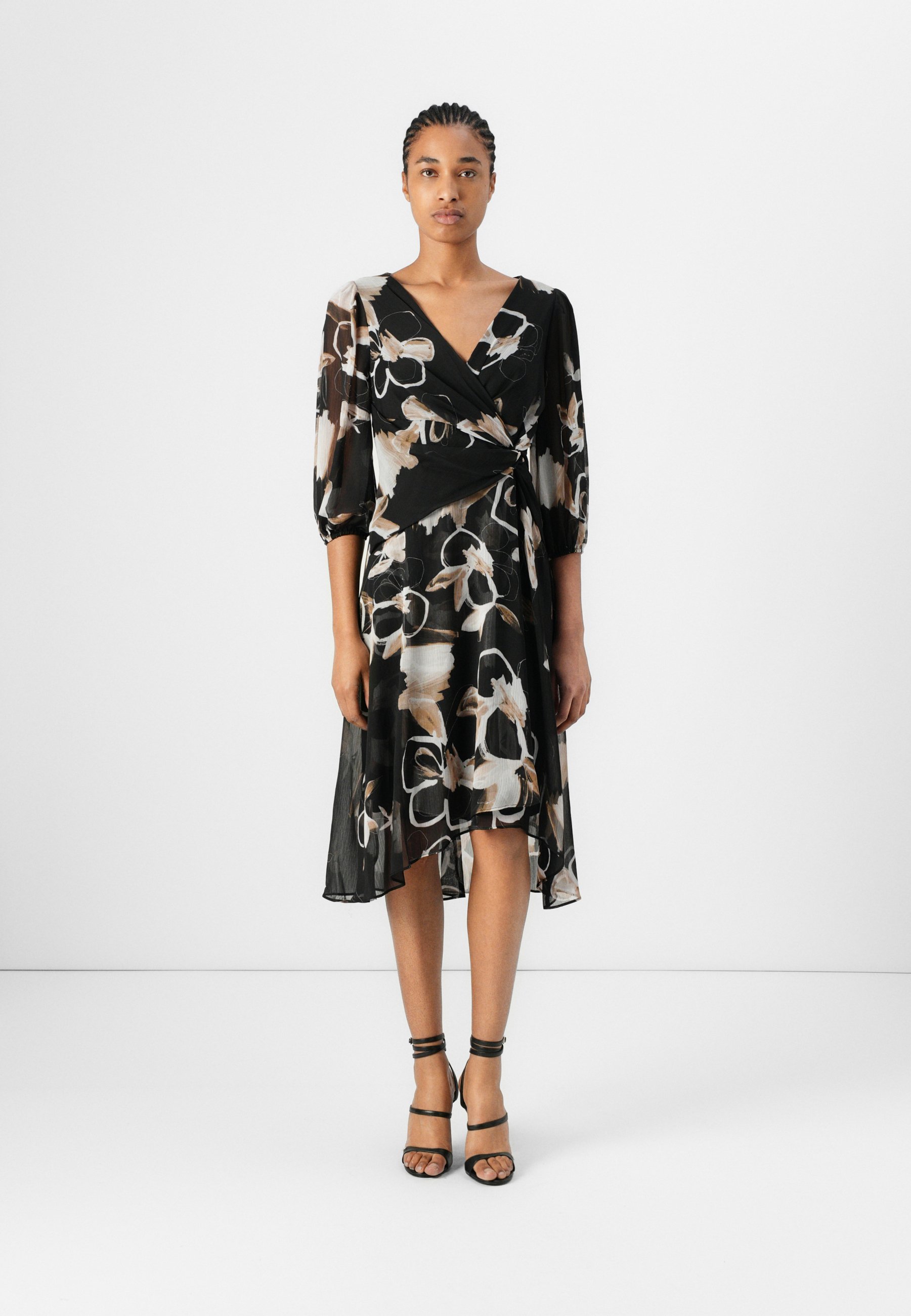 sachin and babi light blue dress DKNY Women's Printed Chiffon Flutter-Sleeve Midi Dress