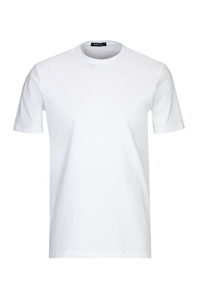 Witte katoenen t-shirt met een ronde hals en korte mouwen. Heeft een eenvoudig ontwerp, zonder zichtbare patronen of accenten.