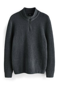 CABLE ZIP NECK - Trui - charcoal grey