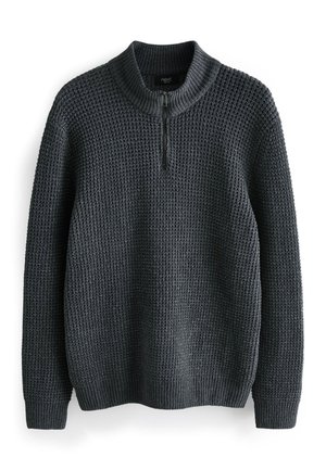 CABLE ZIP NECK - Strickpullover - charcoal grey