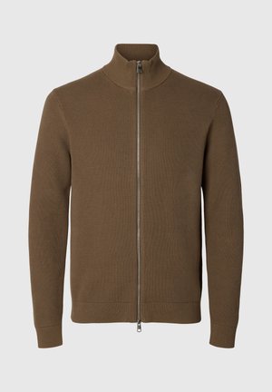 Selected, SLMDANE LS KNIT STRUCTURE FULL ZIP NOOS - Vest - morel
