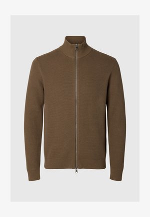 Selected, SLMDANE LS KNIT STRUCTURE FULL ZIP NOOS - Vest - morel