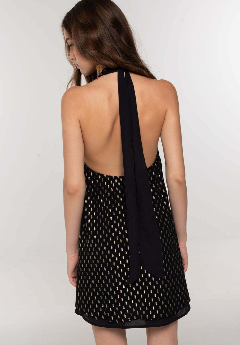 black and gold sparkly dress A black sequin mini dress gold palms sequin design – IA VISION BOUTIQUE main image 1