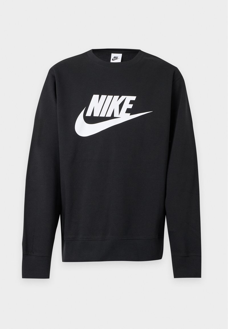 Sudadera negra de manga larga Nike con logo de Nike blanco y swoosh en el pecho, cuello redondo y puños y dobladillo acanalados.