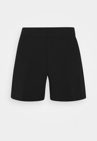 Černé šortky vyrobené z hladkého, elastického materiálu. Mají úzký pas a rovný střih nohavic. Bez viditelných kapes nebo vzorů.