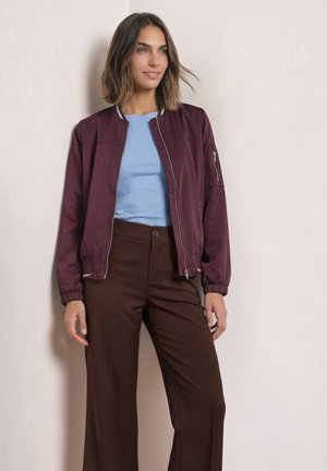 Street One SATIN-BLOUSON MIT STREIFENDETAILS - Blouson Bomber - rustic rouge