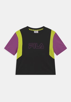 SAMARA BLOCKED CROPPED TEE - T-shirt print - black/hyacinth violet/love bird