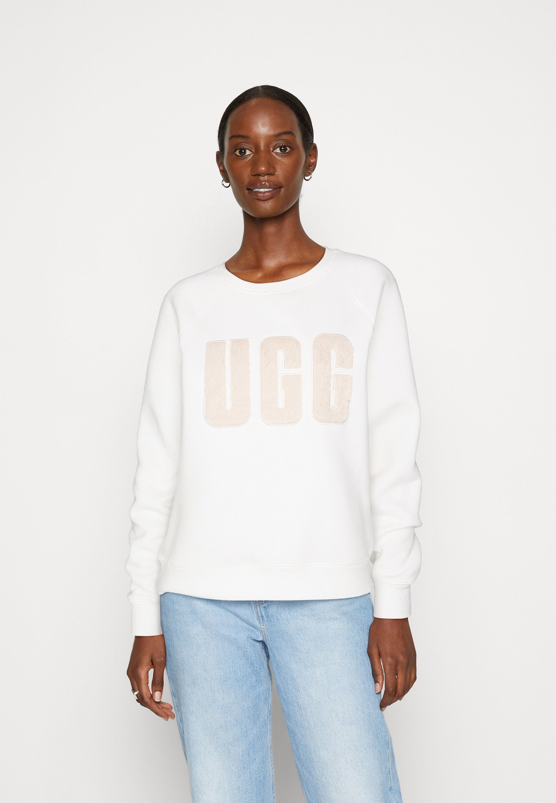 UGG MADELINE FUZZY LOGO CREW NECK - Sweatshirt - nimbus/sand/off  