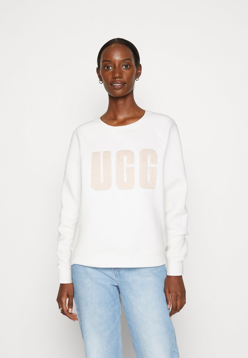 UGG - MADELINE FUZZY LOGO CREWNECK - Ikdienas džemperis - nimbus/sand, Palielināt