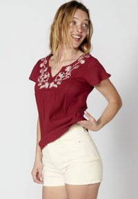 Koroshi SHORT SLEEVE PLEAS - Camicetta - granate maroon