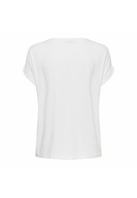 White short-sleeve t-shirt with rolled cuffs, made of soft cotton. Simple round neckline, relaxed fit, and smooth texture.