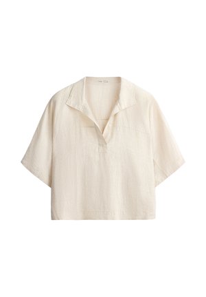OYSHO, OVERSIZE SHORT-SLEEVED SHIRT - Bluză - sand