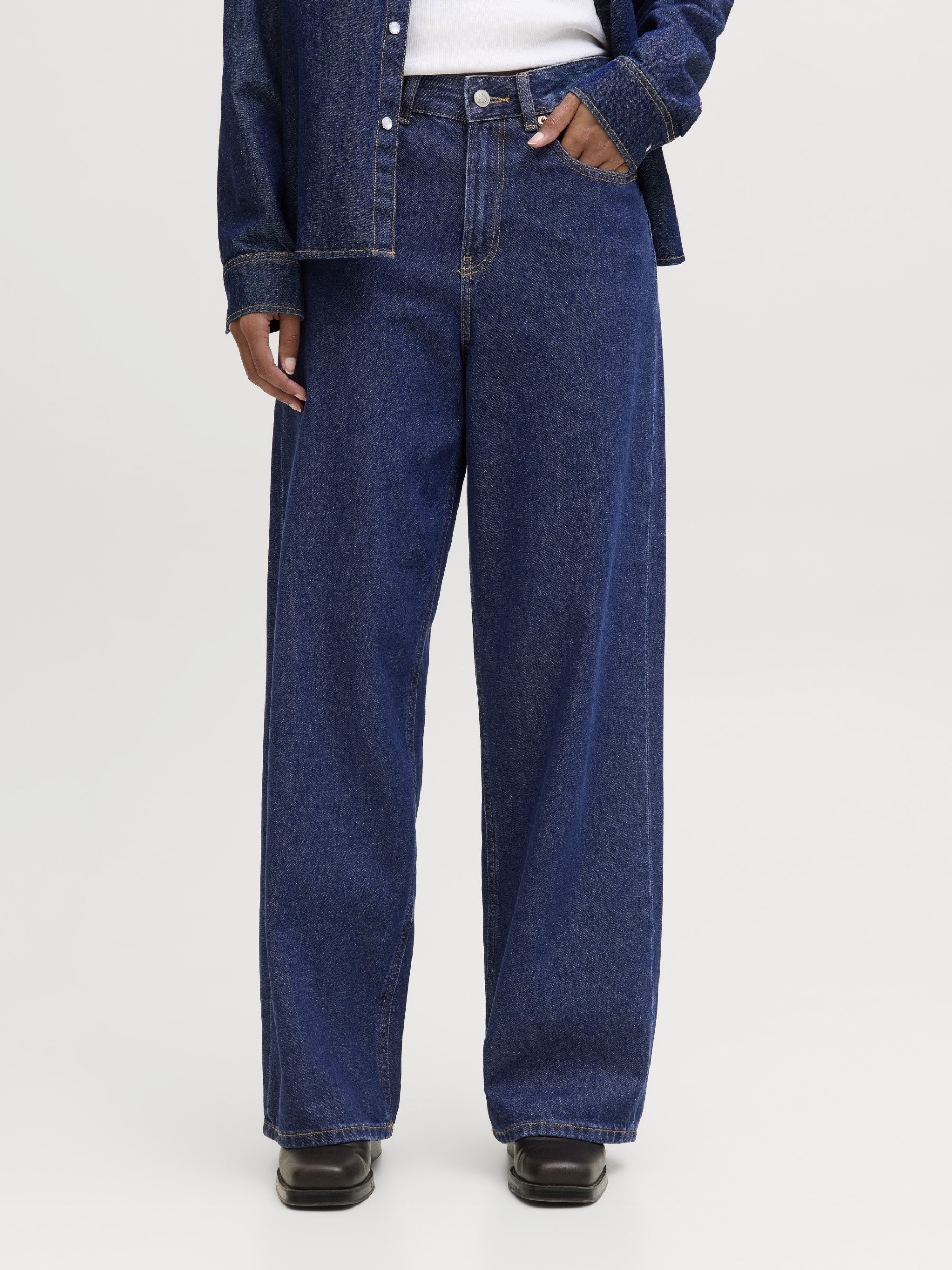 JJXX JXTOKYO WIDE FIT DENIM - Wide Leg - dark blue denim/blu scuro
