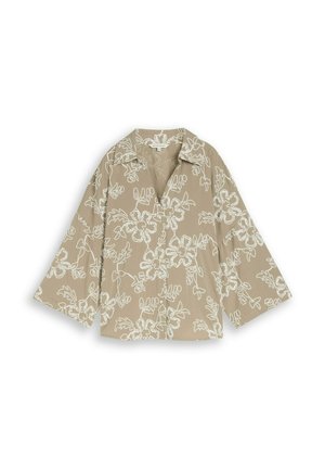 TOM TAILOR, TOM TAILOR BLUSEN & SHIRTS OVERSIZE BLUSE MIT BLUMEN-STICKEREIEN - Hemdbluse - olive white big flower design