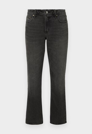 Mustad denim teksad sirge sääre disainiga, viie taskuga ja tõmblukuga. Omab kuldset õmblust ja peent pleekimist.