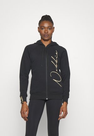 WOMENS CLASSIC ZIP UP HOODIE INTENSE SIGNATURE - Vetoketjullinen college - black/gold