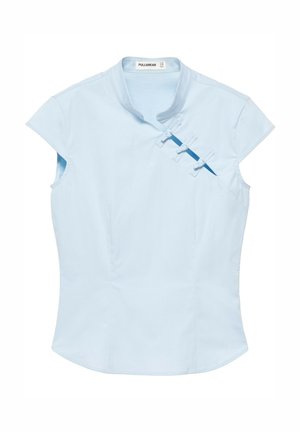 PULL&BEAR, SHORT SLEEVE POPLIN WITH TOGGLES - SHIRT - Blouse - light blue