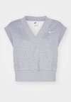 V NECK - T-Shirt basic - grey heather/sail