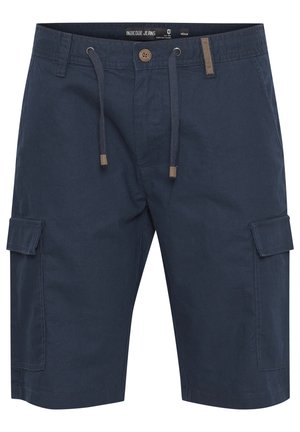 Pantaloni cargo blu navy in cotone, con vita regolabile tramite cordoncino, due tasche laterali e chiusura con bottoni. Design casual con dettagli cuciti.