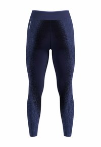 Marineblaue Leggings mit strukturiertem Muster, hohem Bund und schmaler Passform, hergestellt aus dehnbarem Material für zusätzlichen Komfort.