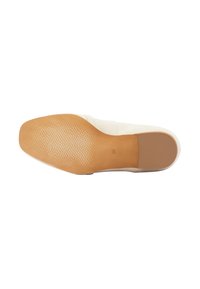 Talpa de pantof din cauciuc cu textură de fagure, de culoare bej, formă conică și margine de culoare deschisă care contrastează. Numărul "39" este vizibil.