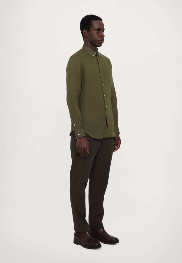 SLIM FIT LINEN SHIRT - Shirt - new olive