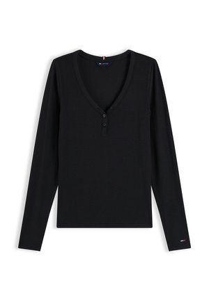 Tommy Jeans, SLIM HENLEY TOP - Langarmshirt - black