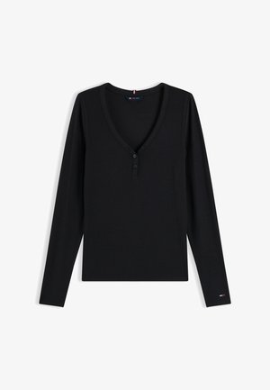 Tommy Jeans, SLIM HENLEY TOP - Langarmshirt - black