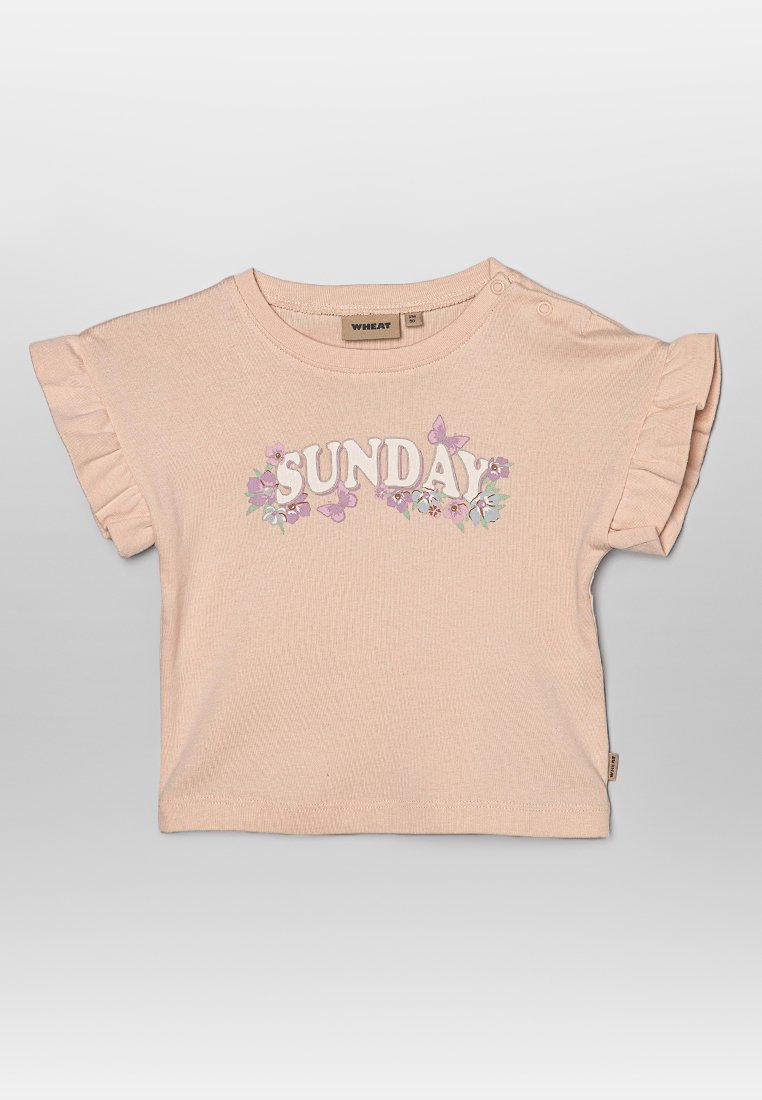 Wheat T-shirt print abrikoos