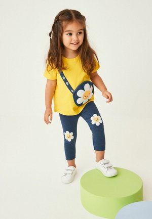 EMBROIDERED - Leggings - Trousers - denim dark blue daisy