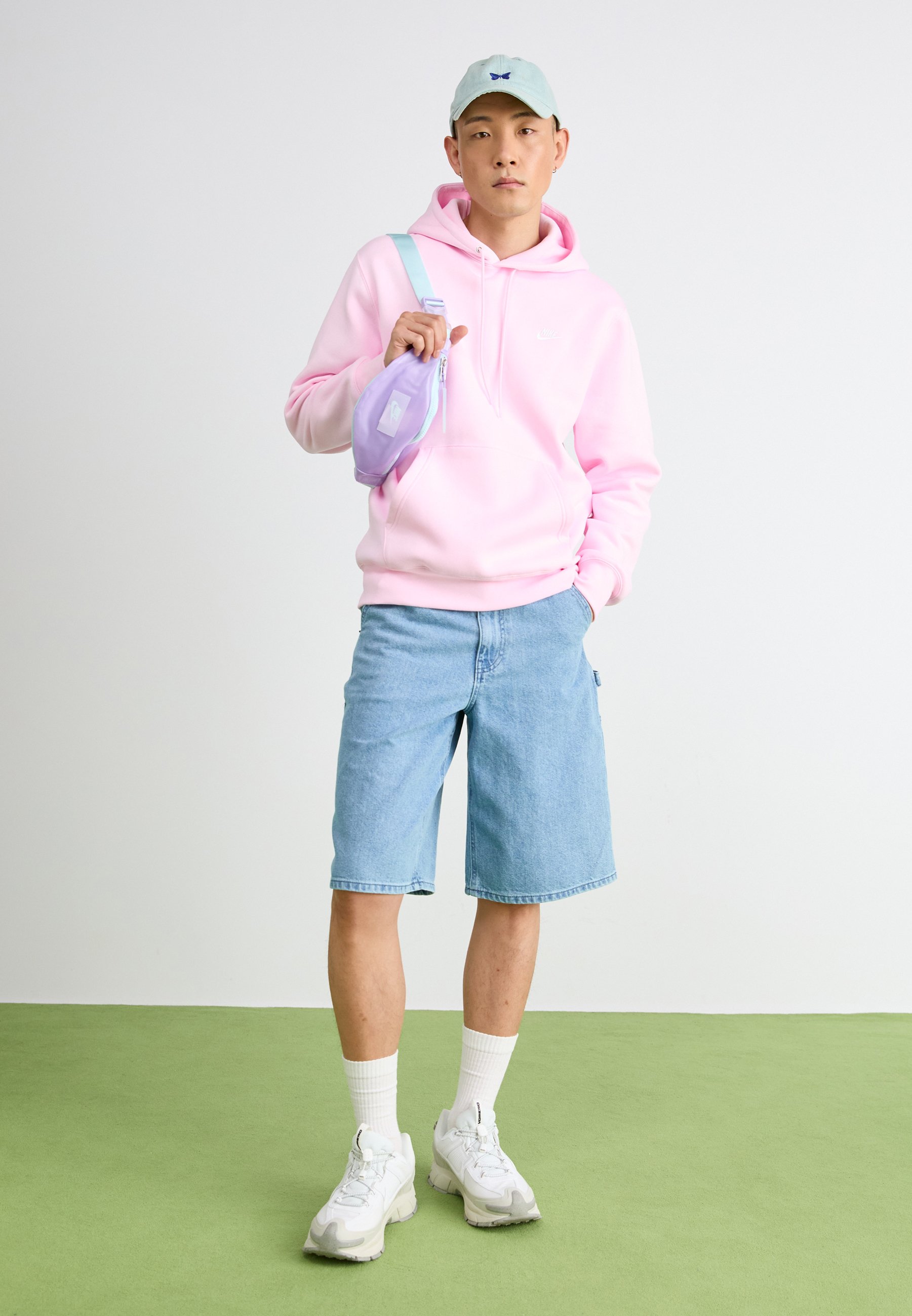 white pink and blue nike hoodie