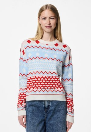 PCICEY XMAS O NECK - Strikkegenser - cloud dancer