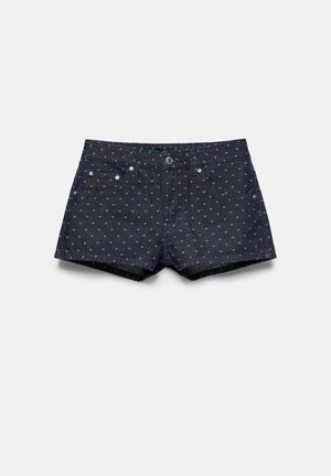 PULL&BEAR, POLKA DOT - MINI SHORTS - Short en jean - dark blue