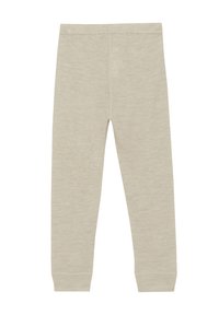 Beige Leggings aus weichem, strukturiertem Stoff. Enganliegendes Design mit elastischem Bund und gerippten Bündchen an den Knöcheln.