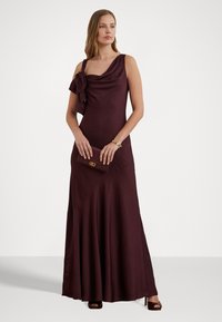 Lauren Ralph Lauren BOW-TRIM CHARMEUSE COWLNECK GOWN - Oblečenie na špeciálnu príležitosť - pinot noir