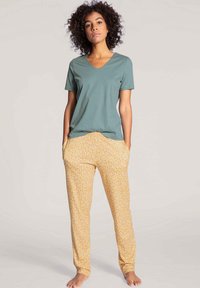 Calida KURZARM- V-NECK - Pyjama top - eucalyptus