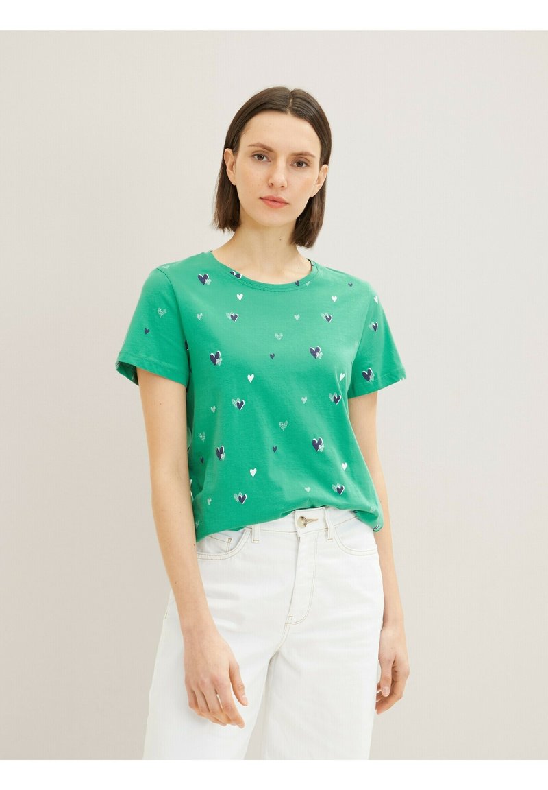 TOM TAILOR T-Shirt print - green navy heart design