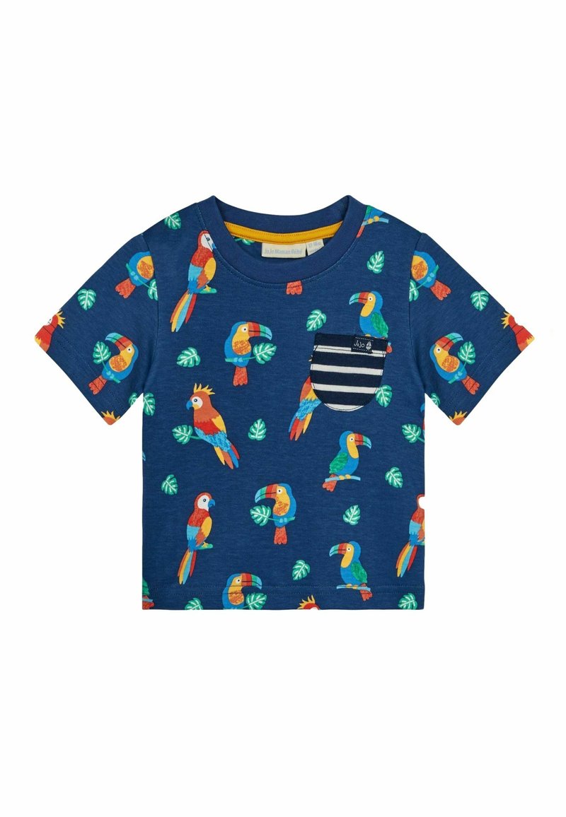 JoJo Maman Bébé GARDEN BUGS REGULAR FIT - Marškinėliai su spaudiniu - navy blue tropical birds