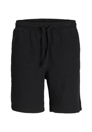 Sorte shorts lavet af et struktureret, letvægtsstof. Har en elastisk talje med snøre og en afslappet pasform.