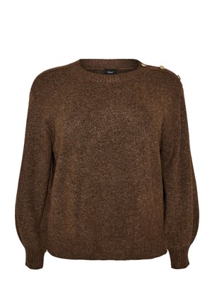 Zizzi, STRICKBLUSE MIT KNOPFLEISTE - Πουλόβερ - braun