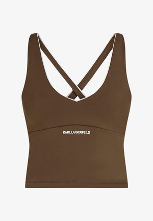 KARL LAGERFELD, CONTRAST PIPING - Top - chestnut