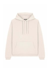Hoodie beige chiaro realizzato in tessuto misto cotone, con tasca frontale, cappuccio con lacci e polsini e orlo a coste.