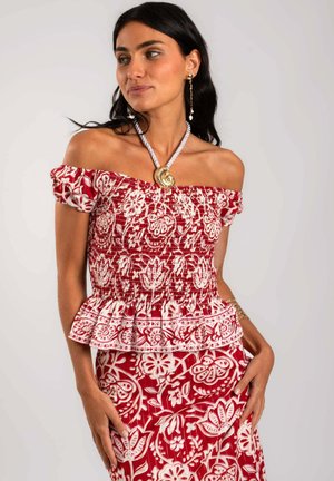 CON TIRANTES CAÍDOS Y CUERPO NIDO DE ABEJA - Blouse - multicolor
